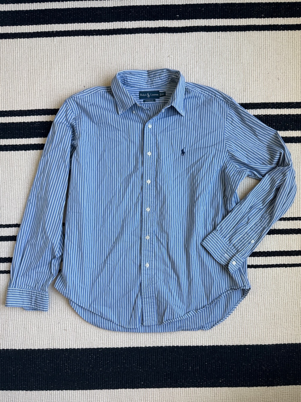 Men’s Polo Ralph Lauren Oxford Long Sleeve Shirt Blue Stripe